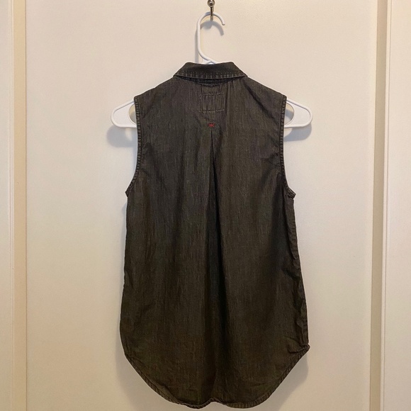 Vans Dark Blue Denim Button Down Sleeveless Top XS - Picture 2 of 13